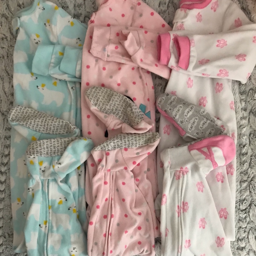 Size 4T Carter’s Fleece Footie Pajamas 3 pair